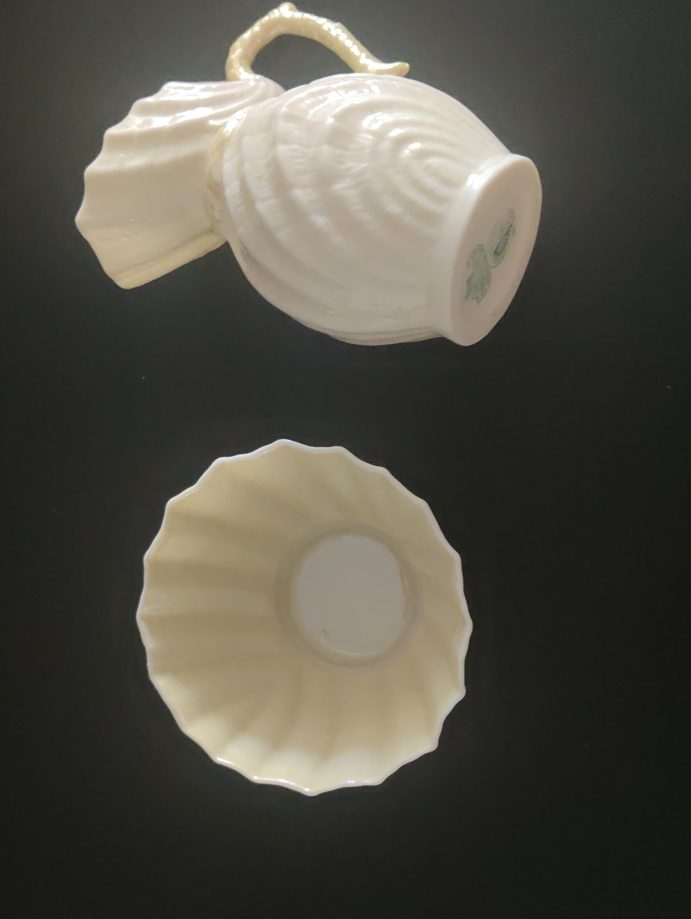 $30 Coming Up🎈Retired Belleek Irish Double Shell Creamer & Sugar Bowl...Sale🎈